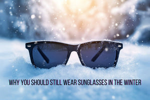Sunglasses for huge heads laying in the snow