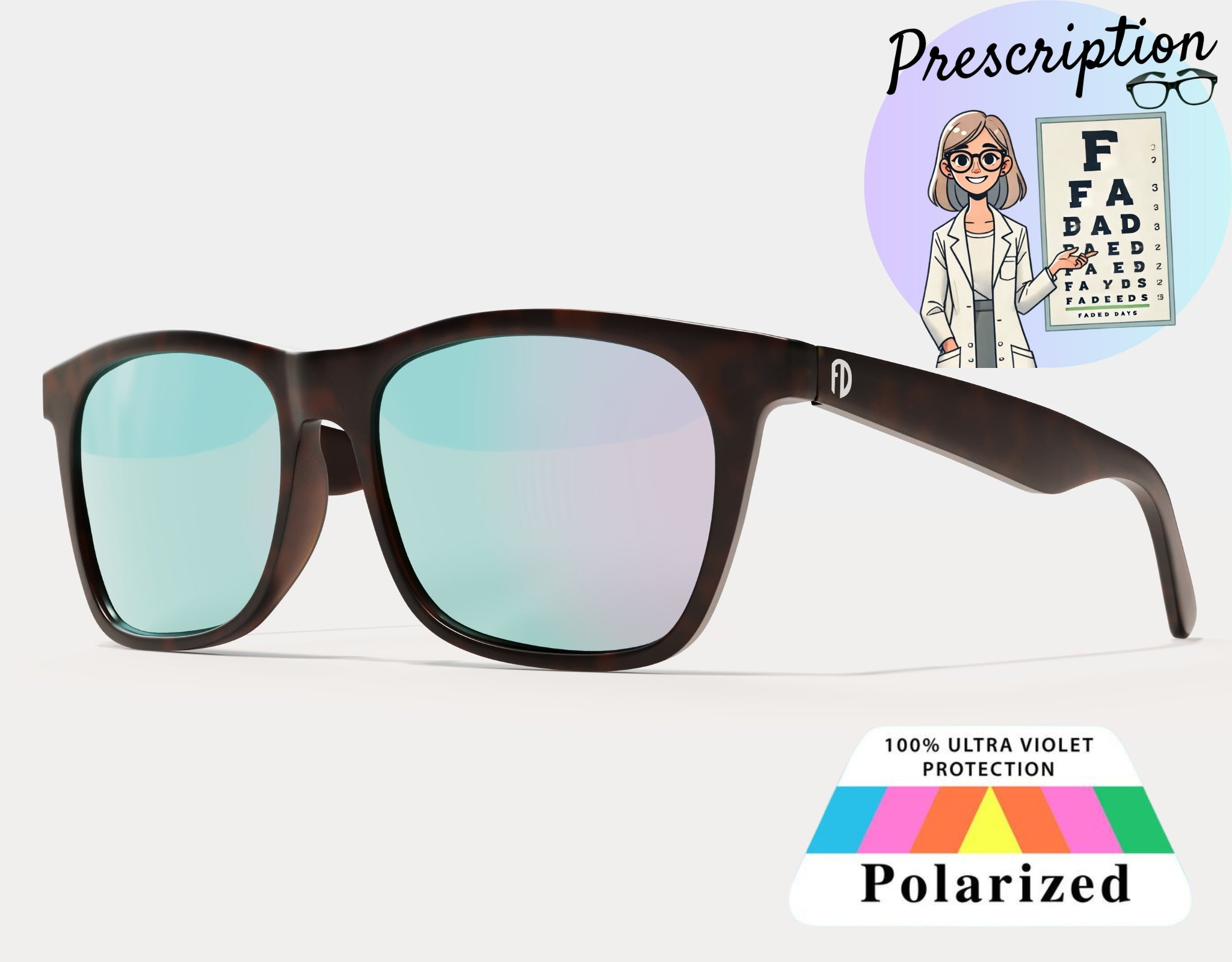 Polarized XXL Mirrored Prescription Sunglasses for Big Heads, 165mm wide