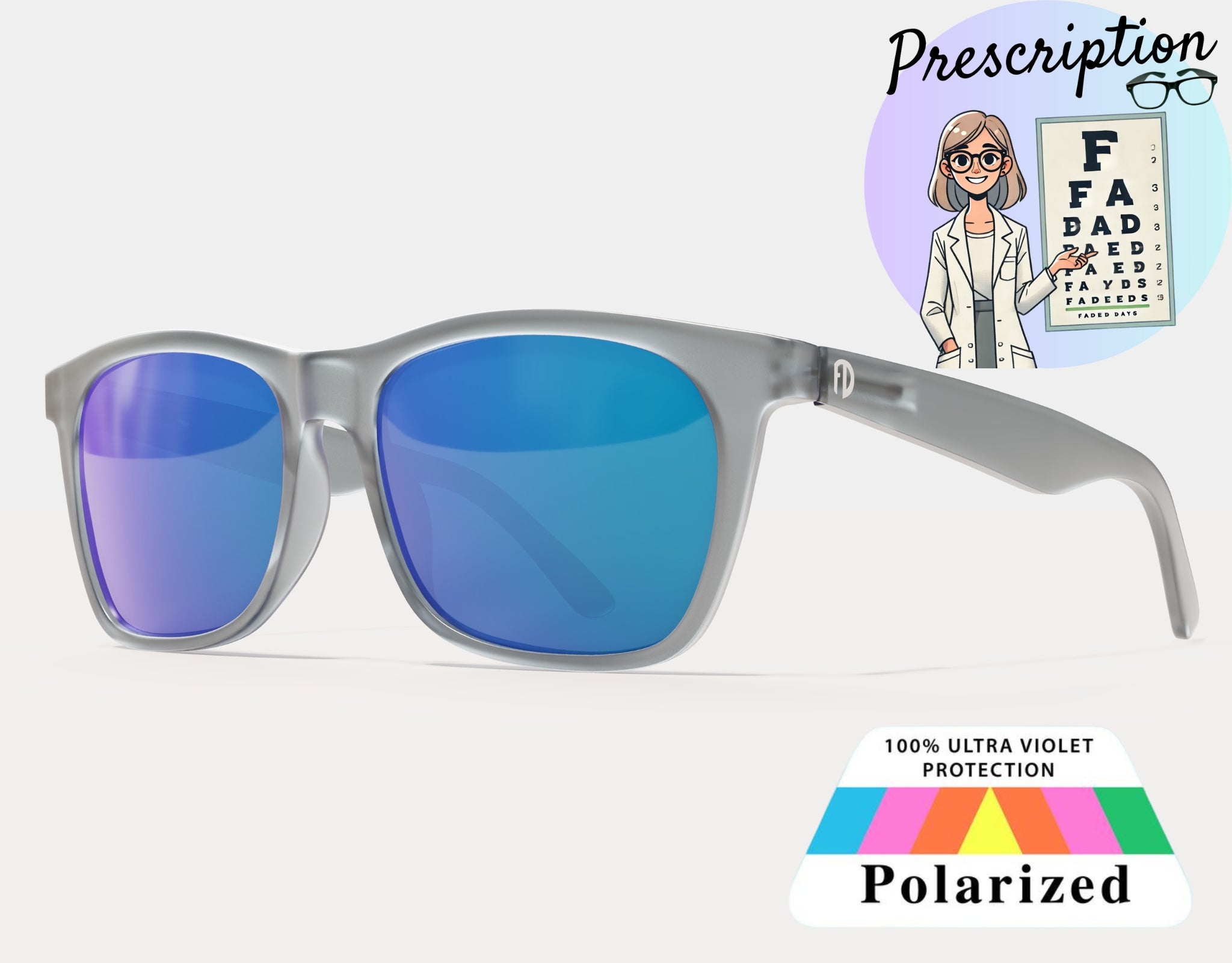 Polarized XXL Mirrored Prescription Sunglasses for Big Heads, 165mm wide