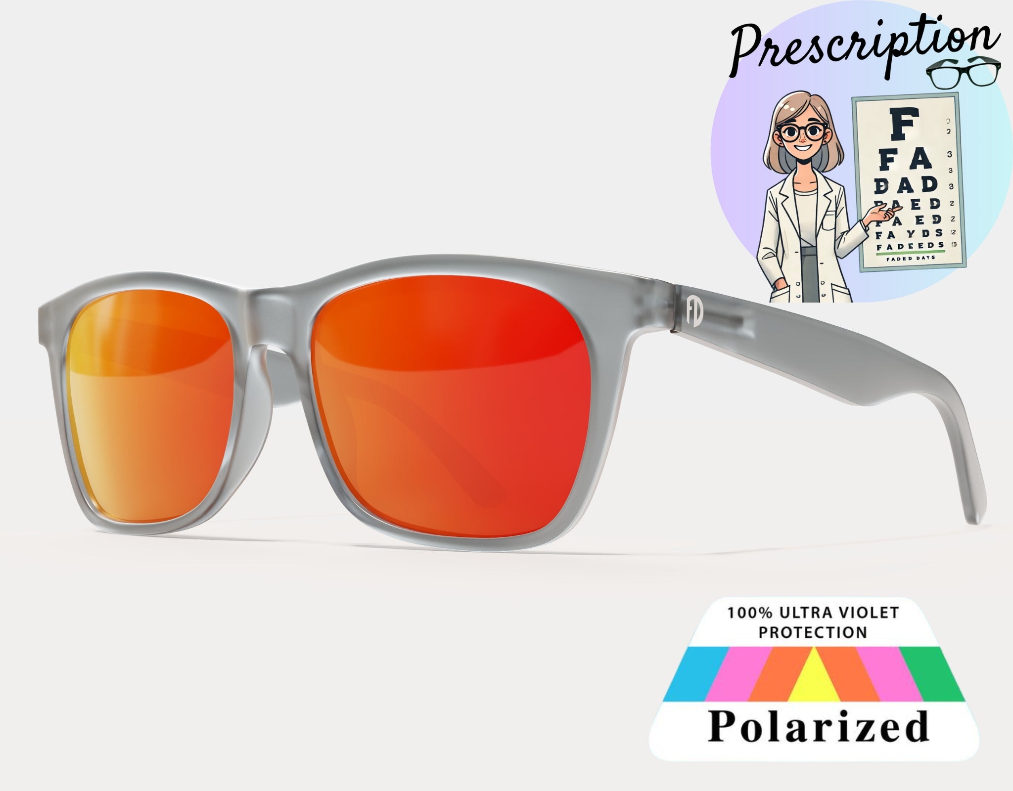 Polarized XXL Mirrored Prescription Sunglasses for Big Heads, 165mm wide