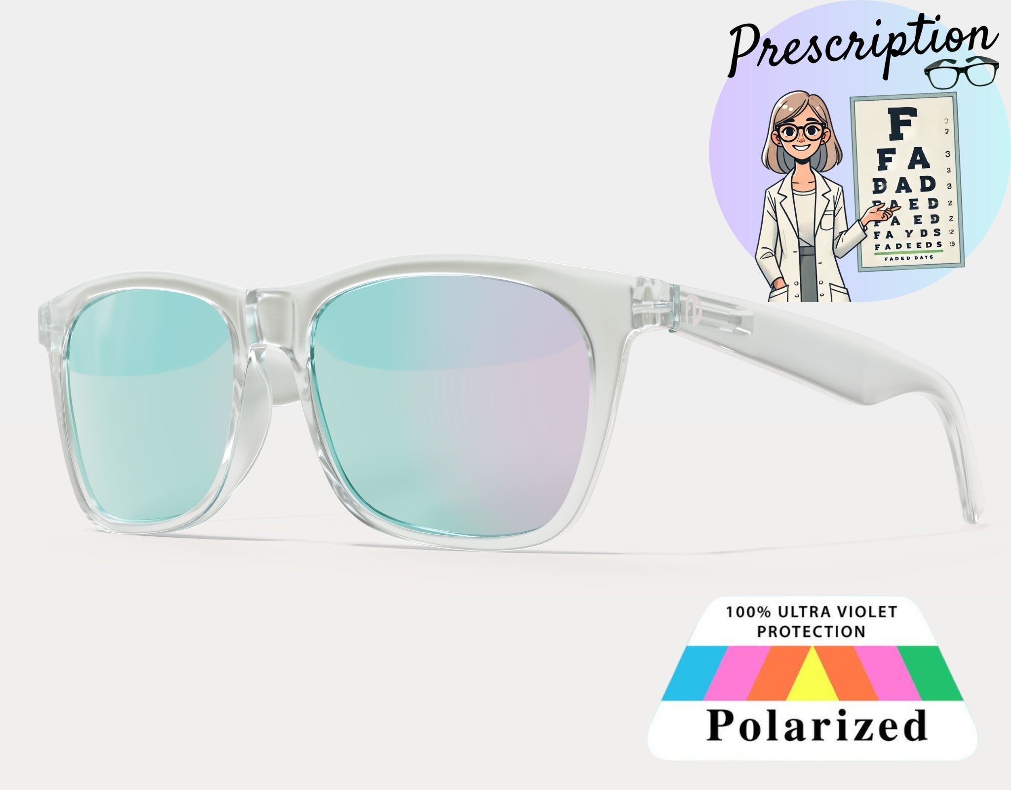 Polarized XXL Mirrored Prescription Sunglasses for Big Heads, 165mm wide