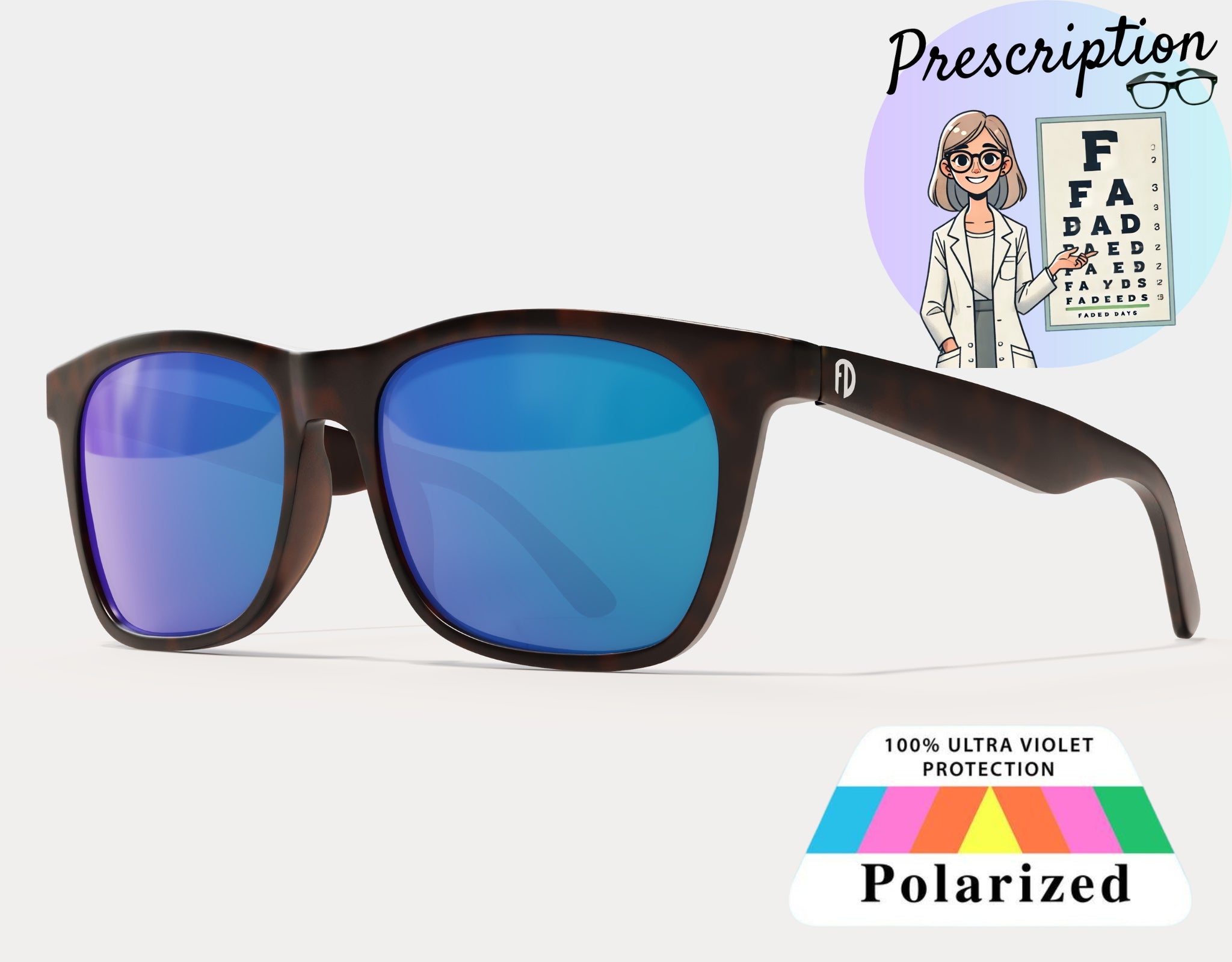 Polarized XXL Mirrored Prescription Sunglasses for Big Heads, 165mm wide