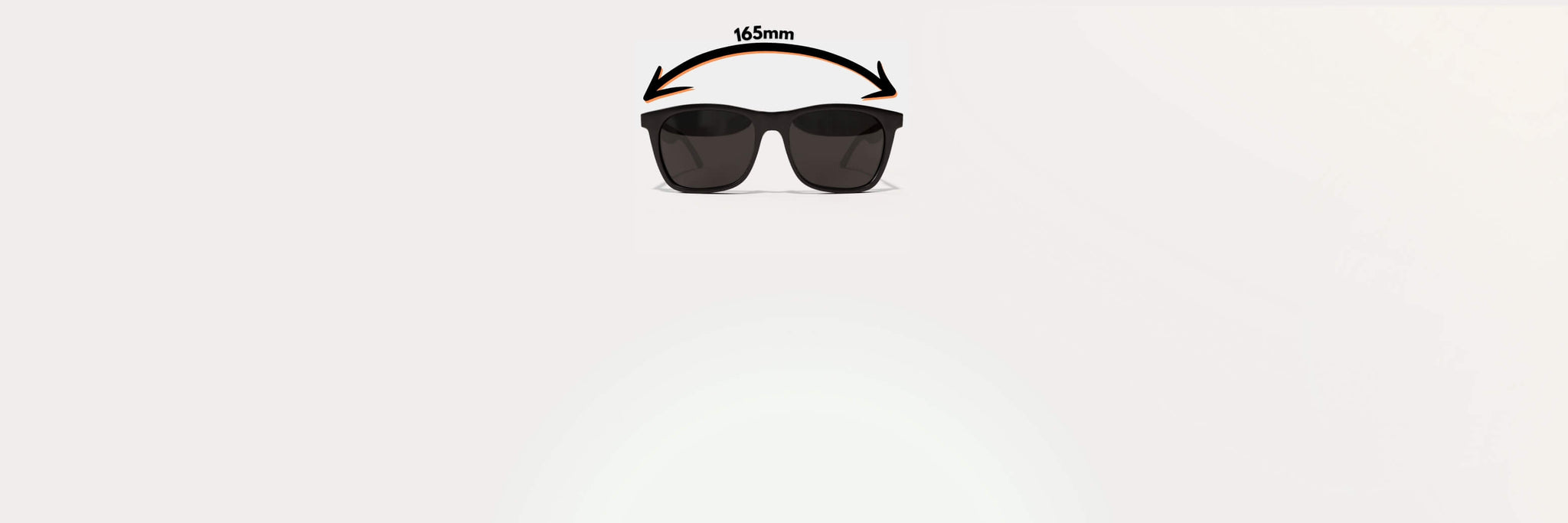 Sunglasses for big heads by Faded Days, shown in a 165mm width with a focus on wide fit and comfort.