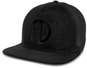 XXL baseball cap for big heads with mesh back and black logo – angled side view