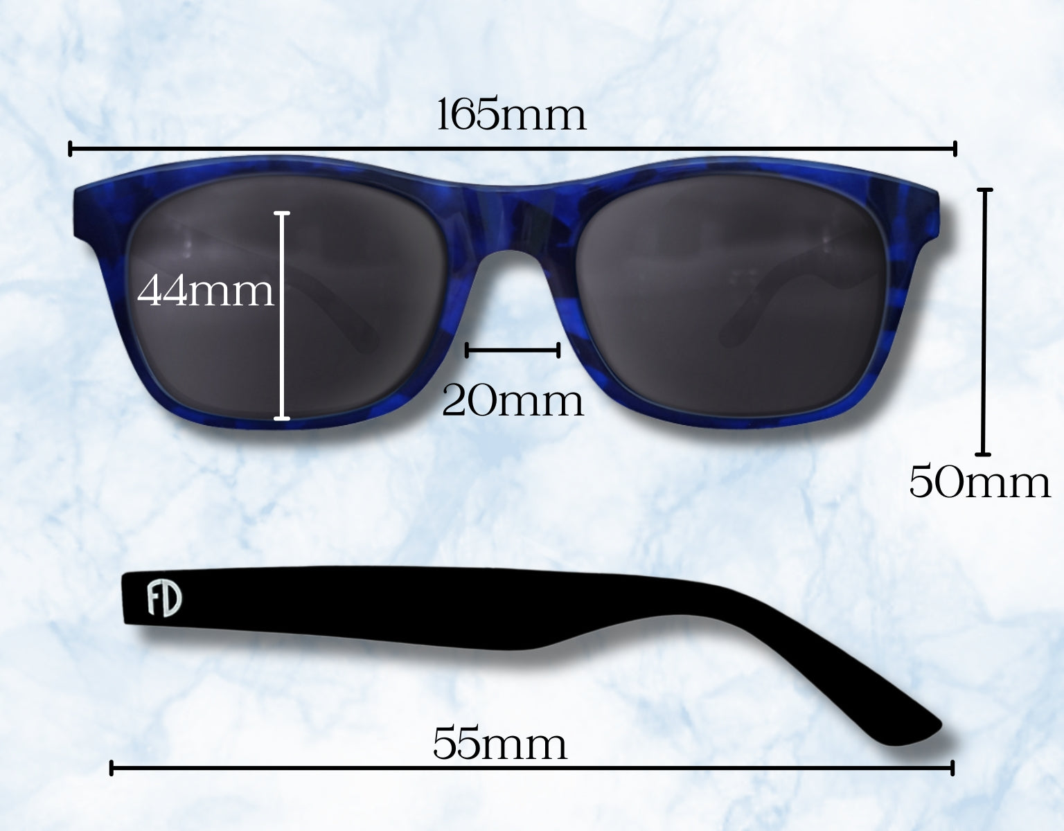 165mm Refined Gent sunglasses with frame size details and comfort-focused design.