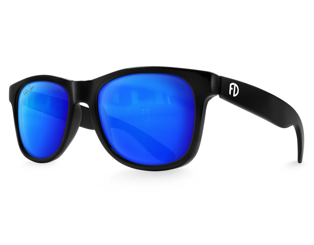 Large Sunglasses for Men or Women with Large or Wide Heads Black - Blue Lens