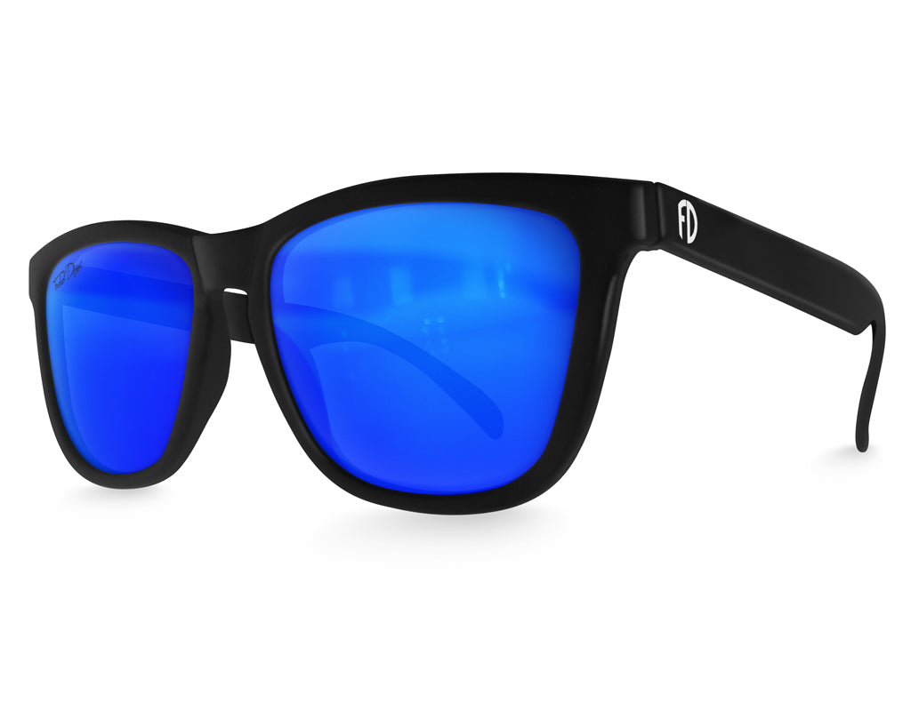 Mirrored Lens Sunglasses for Men and Women Matte Black - Red Lens