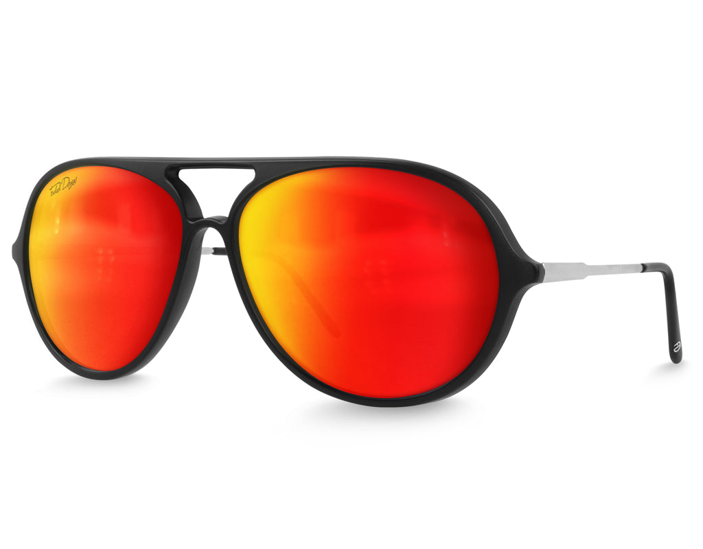 Extra Large Aviator Sunglasses for Big Heads Black - Red Polarized Lens