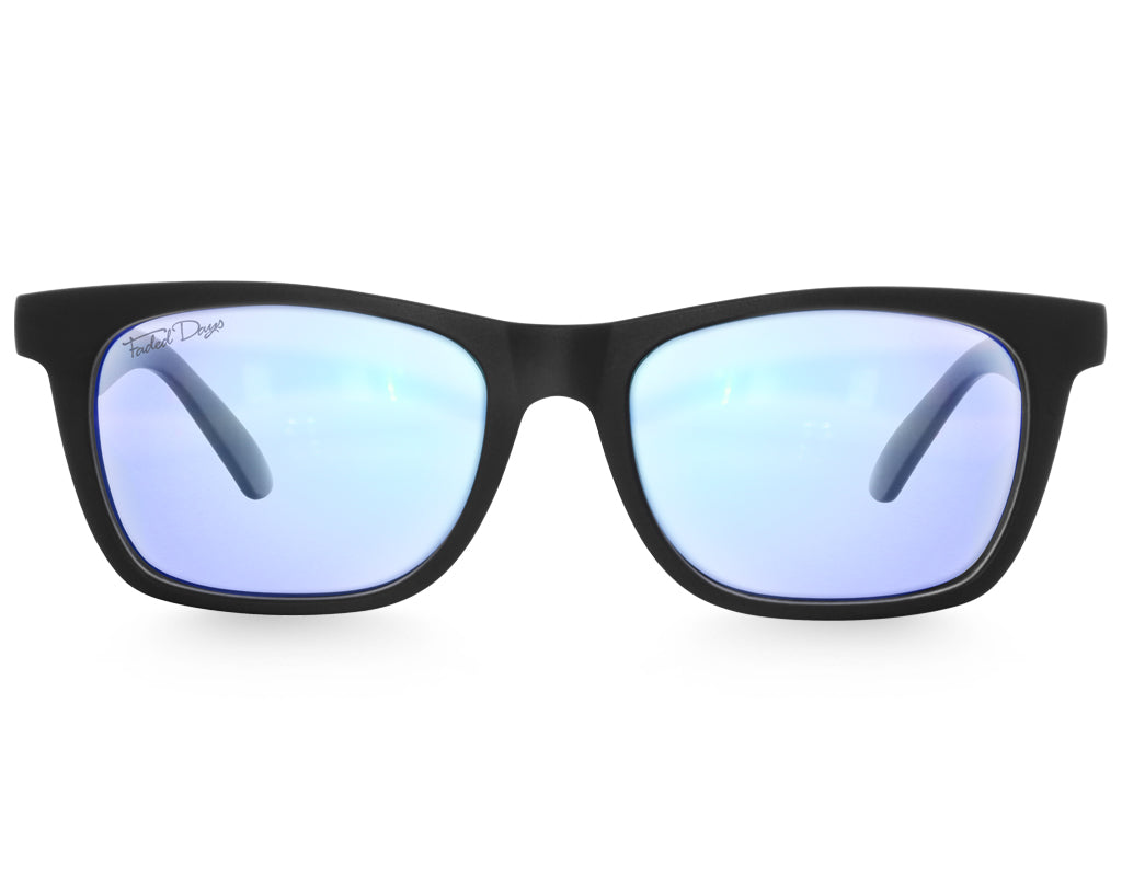 Asian Fit Sunglasses for Women and Men Black - Green/Blue Polarized Lens