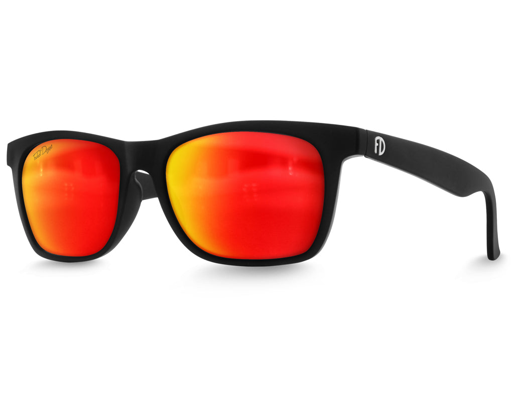 XXL Classic (165mm) Extra Wide Sunglasses For Big Heads Black Matt-Black Polarised Lenses