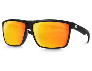 Large Sport Frame Sunglasses for Big Heads Black - Yellow Polarized Lens